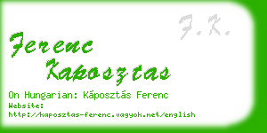 ferenc kaposztas business card